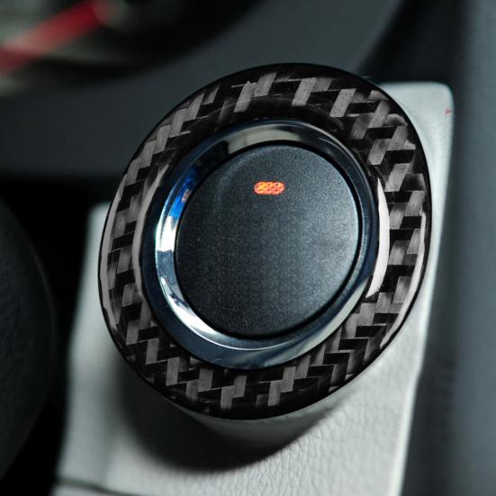Car Button Sticker Self-adhesive Decorative Carbon Fiber Engine Start Stop Button Sticker Trim for 13-19 Forester