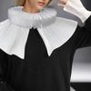 Elizabethan Ruffle Faux Collar Victorian Style Neck Ruff Shawl and Cuffs Set for Cosplay and Halloween Costume Accessory