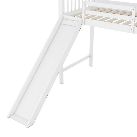 Loft Bed 90x200cm Bunk Bed Stable Base with Slide Storage Ladder Fence No Burrs Anti-scratch Kids Tree House Bedroom Furniture