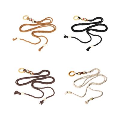 Braided Women Waist Belt Thin Bohemian Handmade Belts Beads Decors Waist Belt