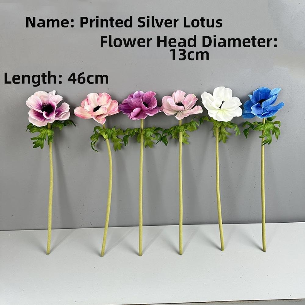 Silberner Lotusblütenzweig Künstliche Anemone Heimdekoration Simulationsblume Innenraumdekoration