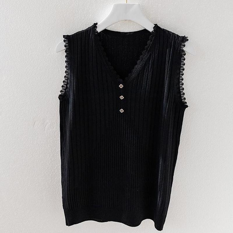 Camisole Women's Inner Suit Bottoming Loose White Outer Wear Knitted Sweater Sleeveless T-shirt Vest Summer