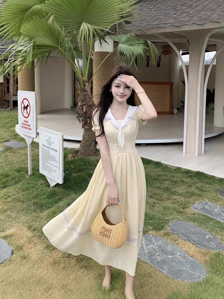 Plus Size Women's Summer College Style Slimming Long Dress