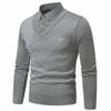 Winter Men's Sweater Knitted Sweater Bottoming Shirt with Fleece Fake Two-piece Shirt Collar Thickened To Keep Warm