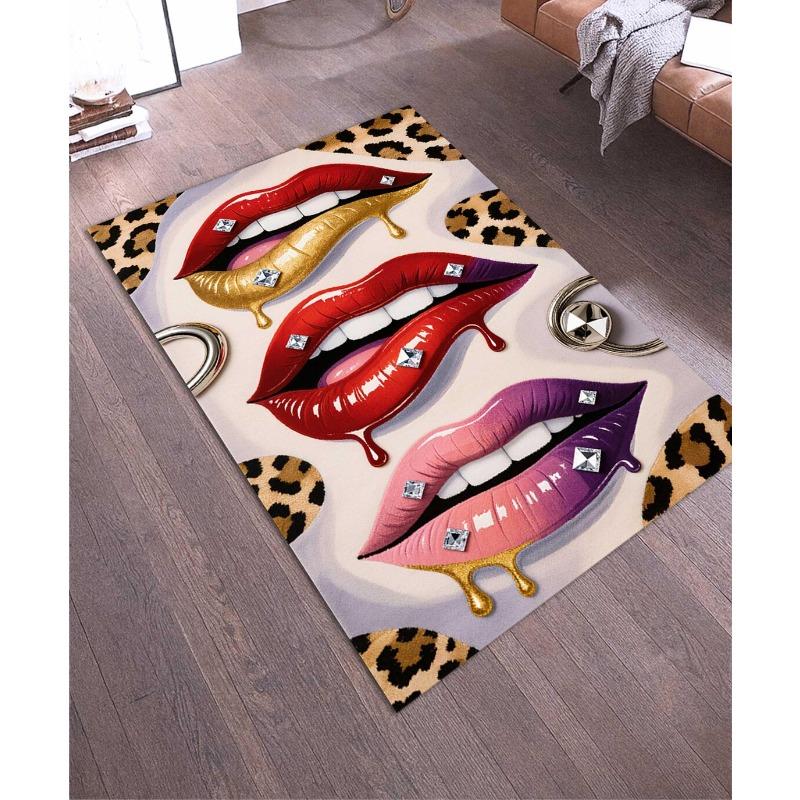 Leopard Red Lips Series Carpet Retro Punk Carpet Women's Room Decoration Floor Mat Creative Sexy Mouth Pattern Door Mat
