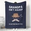 Manta Engraçada para Avô - Design "Não Adormeça" com bigode e chapéu, perfeita para sofá/viagem um presente humorístico para pai/avô