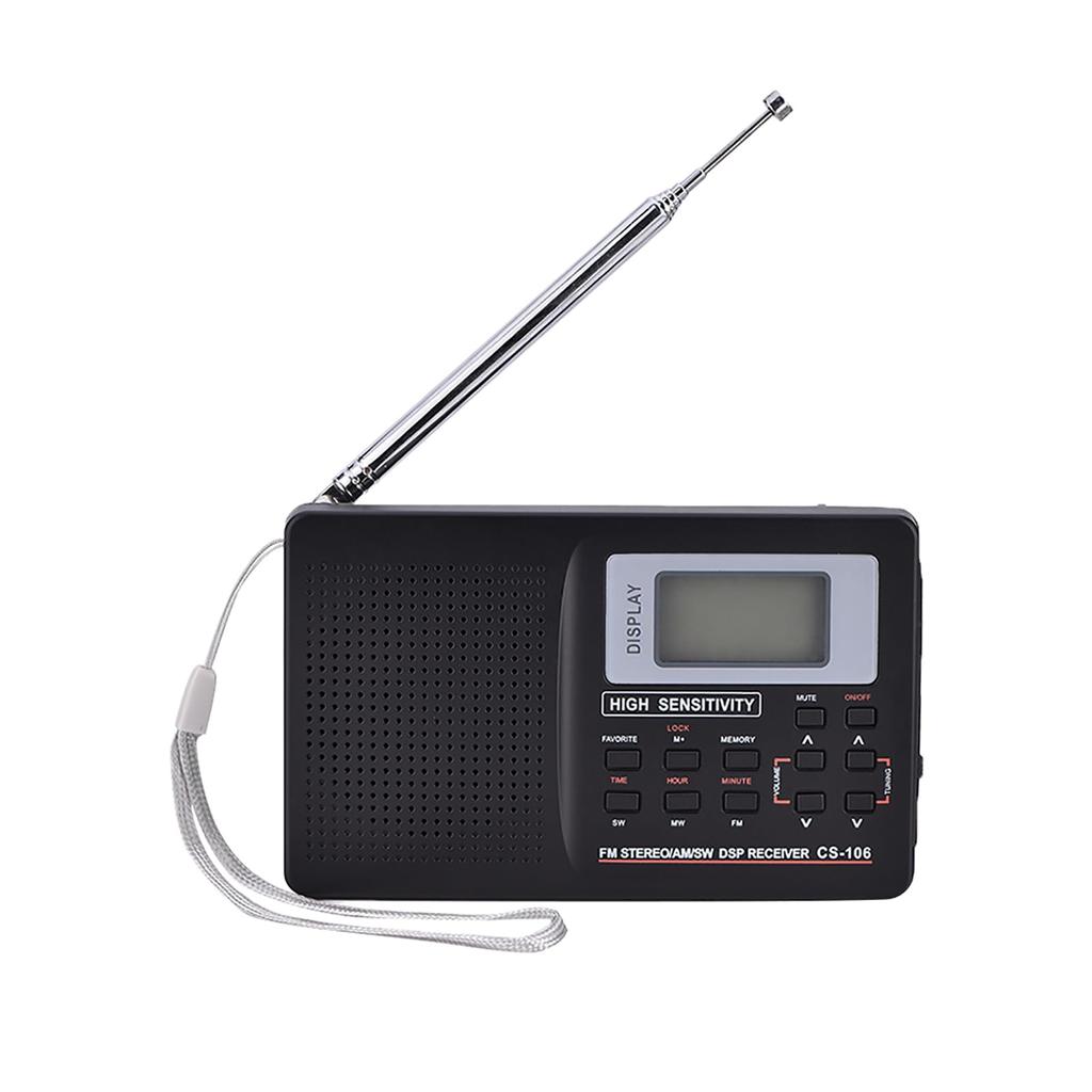 Receptor de som de ondas curtas portátil de frequência completa com despertador com rádio de valor telescópico, rádio FM/AM/SW/LW/TV) Exibição), Rádio) Antena/Pendurado