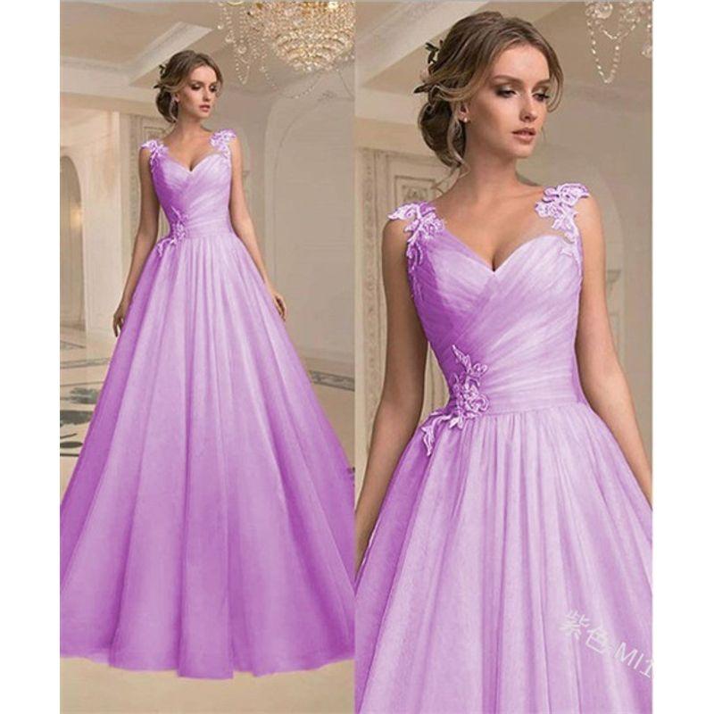 

Wedding Fashion V-neck Mesh Slim Fit Toasting Dress Tube Top Purple S