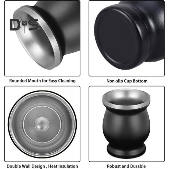 Yerba Mate Tassen-Set, doppelwandige Tasse aus Edelstahl in Kürbisform mit Bombilla-Teetassen-Reinigungsbürste, Antioxidantienreiches Energieschub-Tee-Set