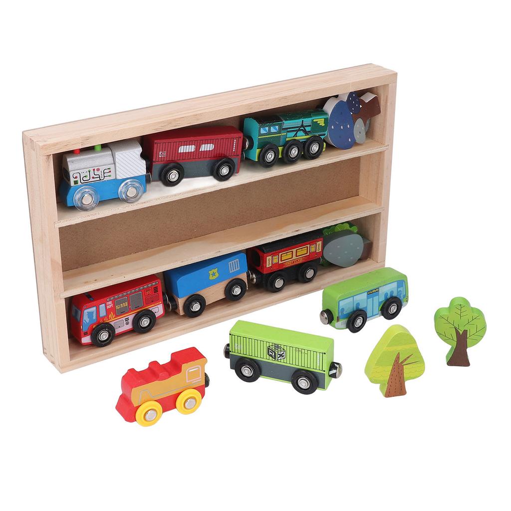 Holzzugset Kinderfreundlich Sicher Bunt Leichtes Holzspielzeug Zugset mit Aufbewahrungsbox für