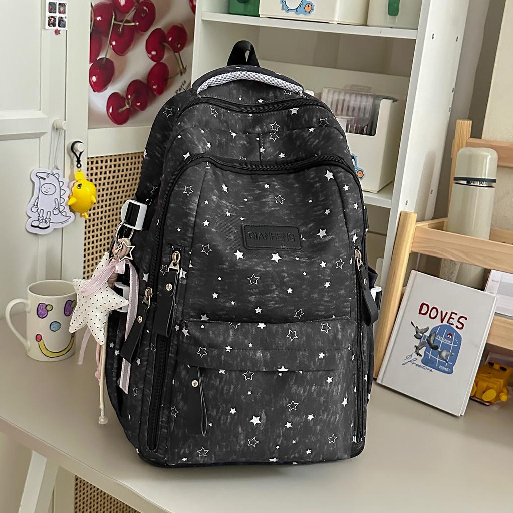Schoolbag Cute Star Printed School Bag Female Junior High School Students Grades 3 To 6 Large Capacity Multi-Pocket Campus Backpack