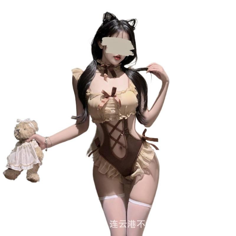 Sugar Island Clothing Sexy Underwear Sexy Open Crotch onesie Bear Uniform qqny Flirting Pajamas Seduction Suit Female