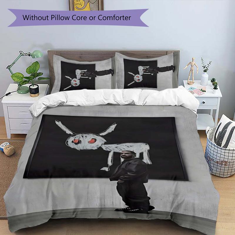 Drake 3pcs Bedding Set Duvet Cover Closure Includes 1 Duvet Cover & 2 Pillowcases for All Seasons Bedroom Home Dorm Decor
