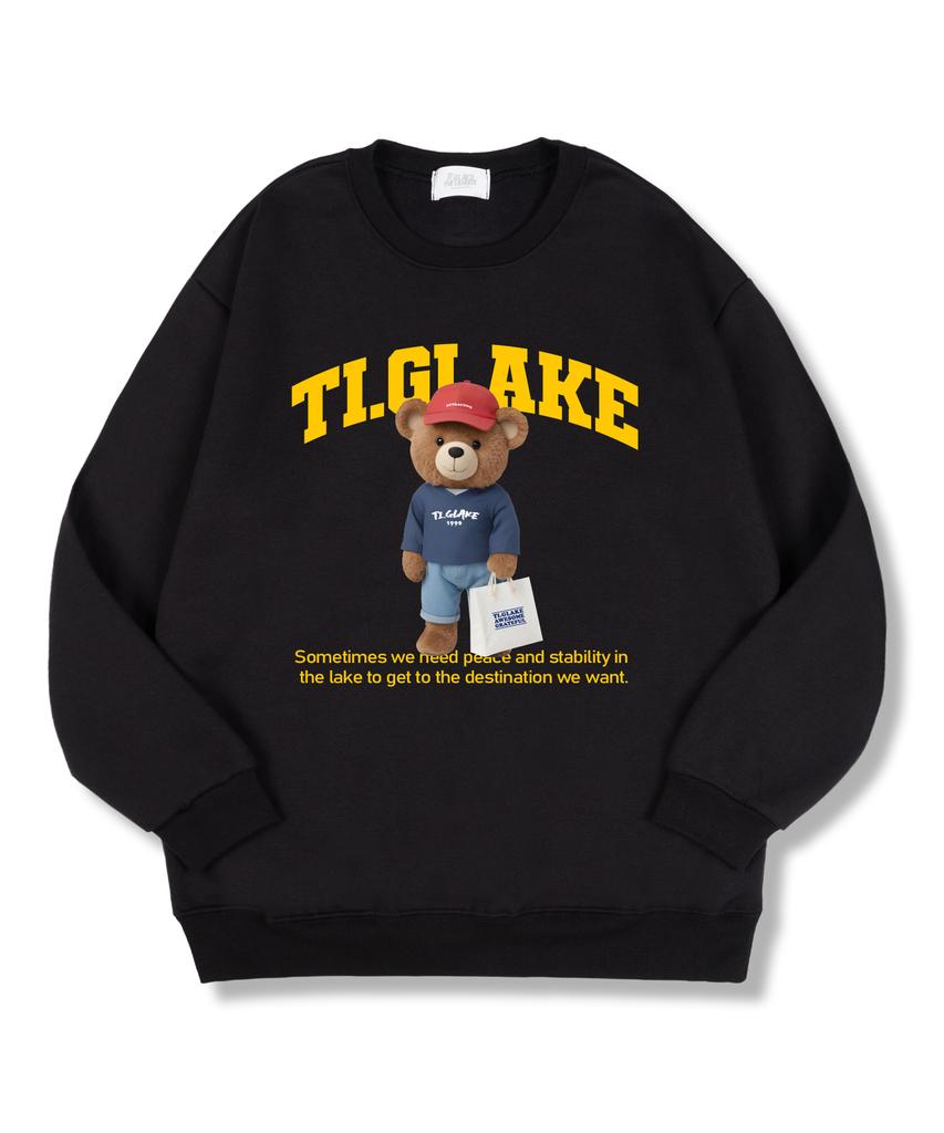 TI.GLAKE Shopping Bear Oversized Double-Sided Sweatshirt Black