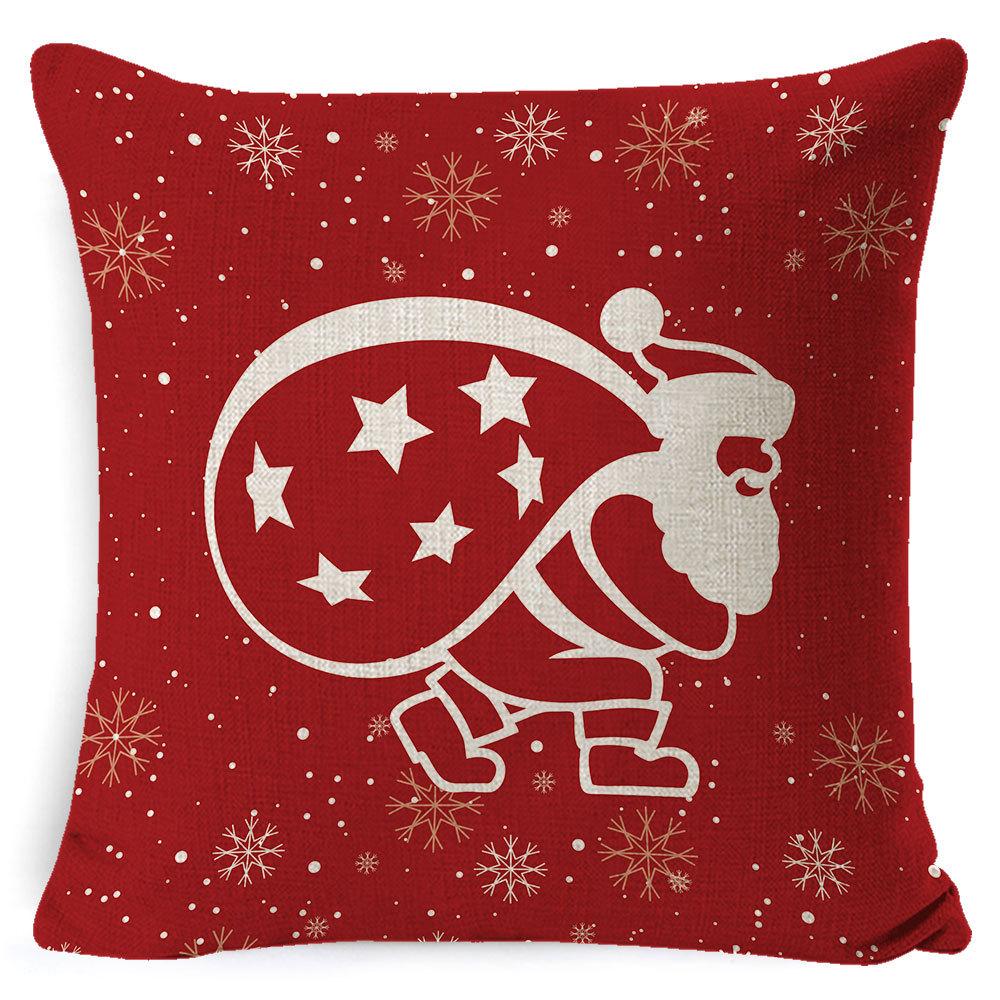 Furniture New Linen Pillow Christmas Pillowcase Sofa Cushion Home Lumbar Pillow