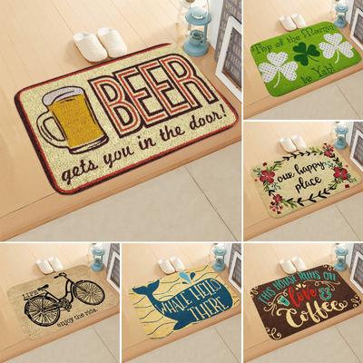 Fleece Door Mat Letter Printed Doormat Anti-slip Entrance Floor Mats for Bedroom Bathroom Carpet Rug
