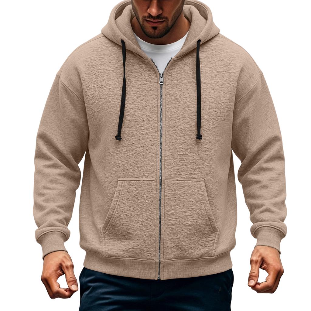 Men's Casual Zip-Up Hoodie Loose Fit Long Sleeve Sweatshirt for Fall Winter