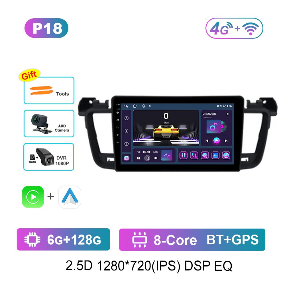 For Peugeot 508 508SW 2011 - 2018 Carplay Android Intelligent System 9'' Car Radio Multimedia Player WiFi GPS Navi 4G IPS Screen
