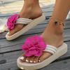 Foreign trade large size women's shoes summer independent station slippers flower flip-flops platform slippers casual versatile lightweight beach shoe