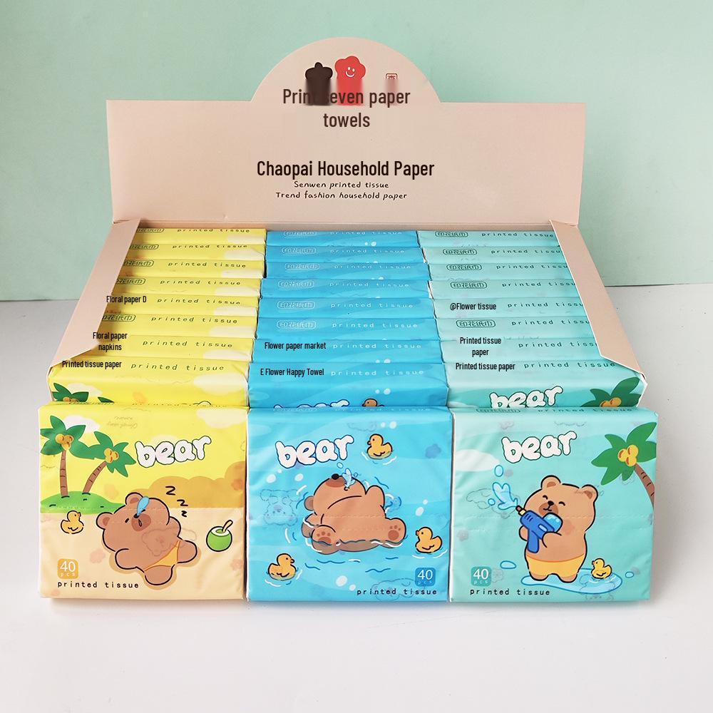 Stylish Portable Pocket Tissue Pack - 40 Sheets of Printed Facial Tissue