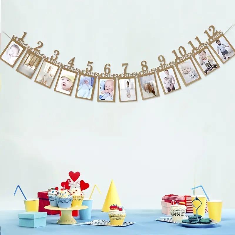 Festive Party Decor Hanging Photo Banner Wall Background Prop Paper Frame Flag Supplies for Holiday Celebrations