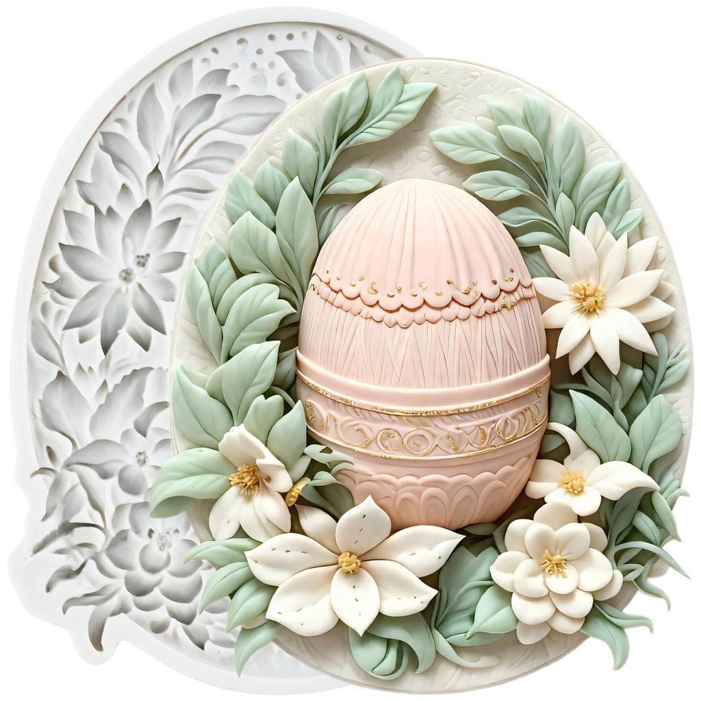 Easter Silicone Molds Easter Egg Flower Fondant Mold Cake Decorating Tools Cupcake Topper Candy Resin Clay Chocolate Gumpaste Mold