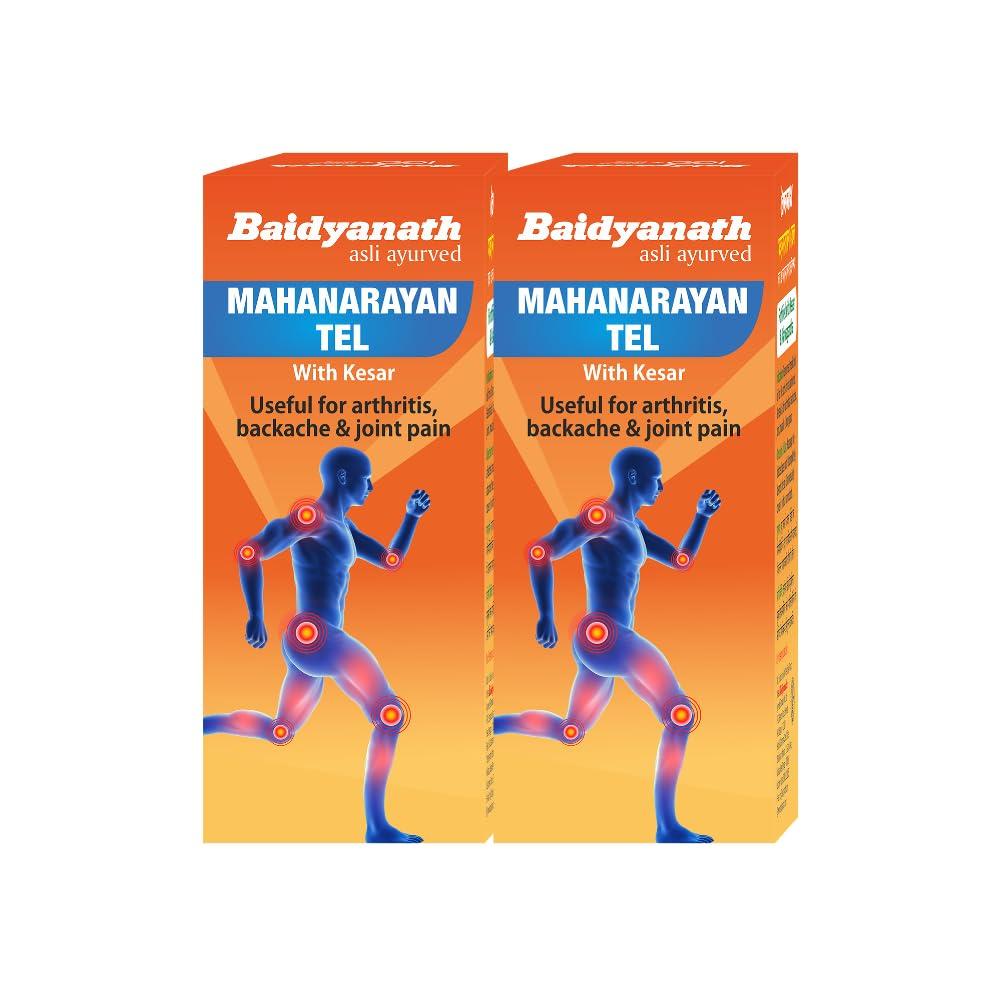 

Baidyanath 2x100ml Mahanarayan Tel Ayurvedic Massage Oil for Joint & Muscle Relief, Herbak Body Oil Improves Mobility, Reduces Stiffness & Circulation
