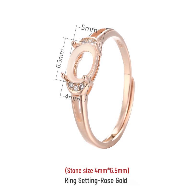 

Женское кольцо из стерлингового серебра 925 пробы в простом японском и корейском стиле, оправа для яшмы 4*6 мм или нефрита Хэтянь Adjustable Open Size