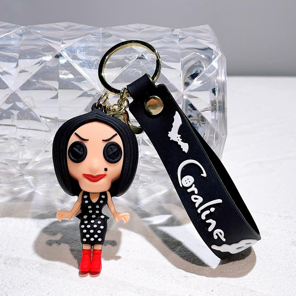 Vibrant Silicone Coraline Keychain Cute American Style Cartoon Character Gift