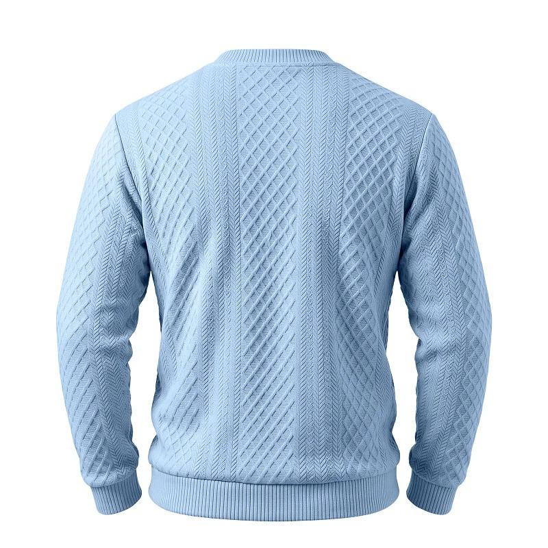 Men S Jacquard Crew Neck Long Sleeve Loose Casual Sweatshirt