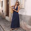 2026 Retro Style Halter V-Neck Polka Dot Vacation Dress