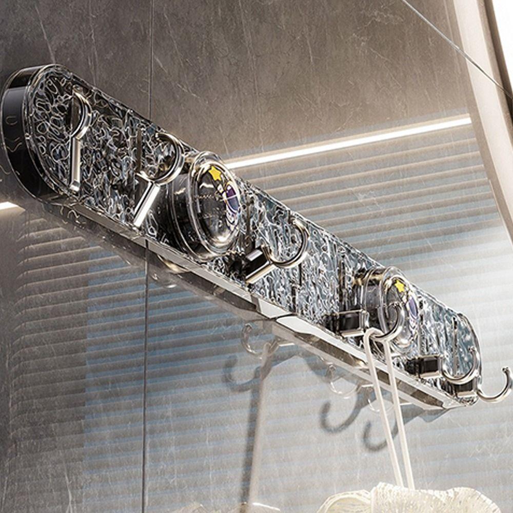 Folding Suction Cup Row Hook Punch-Free 6 Hooks Bathroom Towel Rack Corrugated Row Hook Wall Mounted Coat Hanger