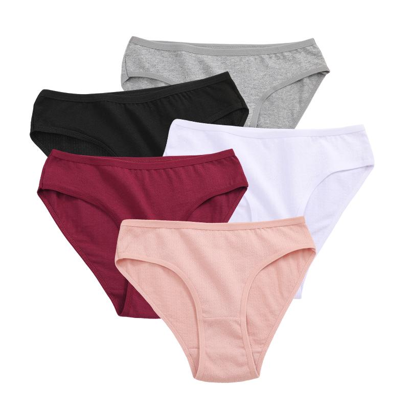 5Pcs Cotton Panties Plus Size Underwear Women Panties Underwear Sexy Female Lingerie Briefs Solid Color Intimate Pantys for Woma