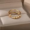 Spiral Bead Relieve Anxiety Open Ring, Minimally Designed for Men and Women with Rotating Bead Ring Jewelry