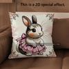 2D Cute Bunny Dressed In Pink Floral Dress Pillow Covers Pattern Cushion Cover Suitable For Sofa Bedroom Car Pillow Cover