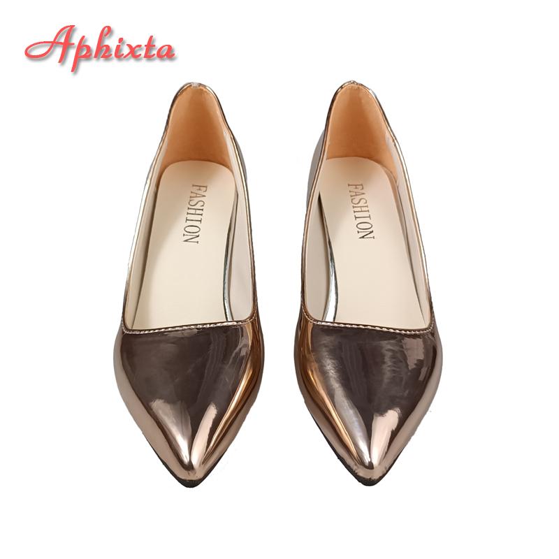 Fashion Aphixta 2025 Autumn Champagne 7cm Chunky Heels Pumps Women Shoes Pointed Toe Fashion Pumps Super Big Size 50
