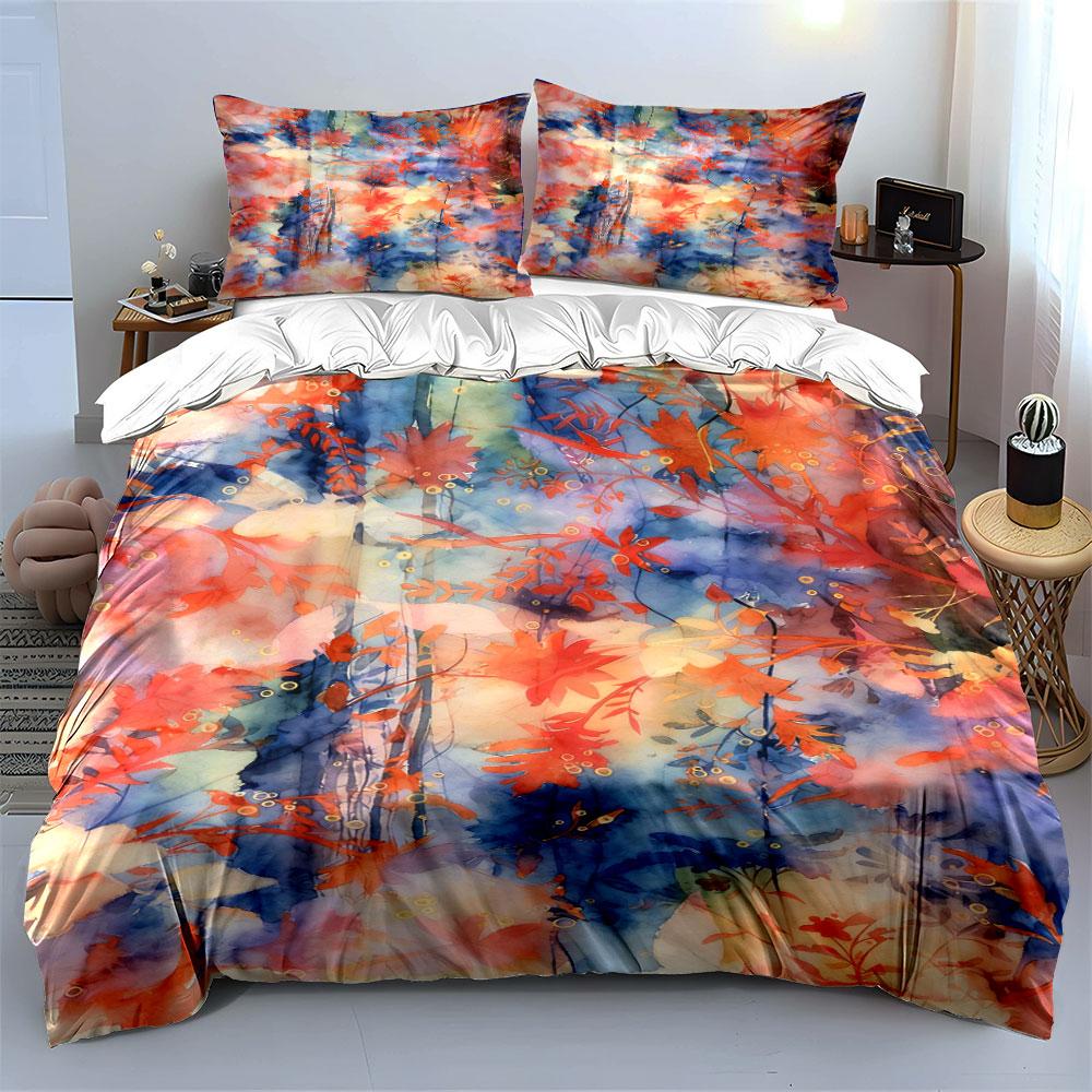 Abstract Leaves and Watercolor. Bedding Sets Duvet Cover Sets Duvet Covers Pillowcases(1 * Duvet Cover 2 * Pillowcases Without Duvet Insert)