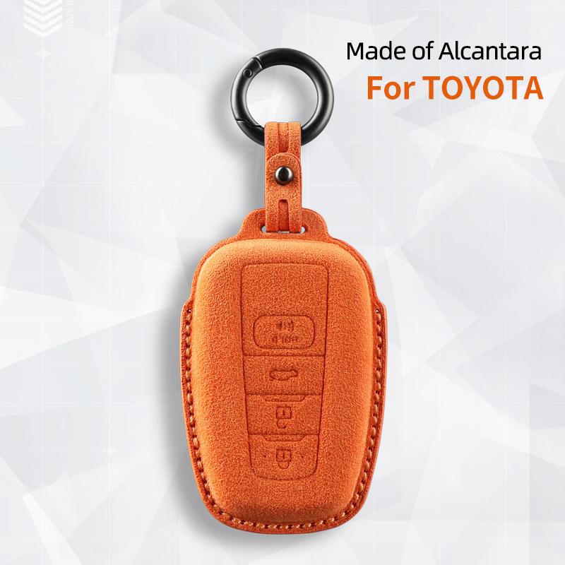 Alcantara For Toyota Rav 4 Xa50 Camry Corolla Suede Car Key Case Shell Remote Cover Keychain Protector Auto Accessories