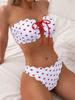 Conjunto de Bikini Bandeau con Cordones - Cintura Alta, Sexy, Estilo Europeo y Americano Blanco para 2024
