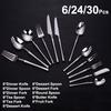 6/24/30Pcs Sliver Cutlery Set Stainless Steel 304 Tableware Elegant Dinner Set Western Knife Fork Spoon Mirror Flatware