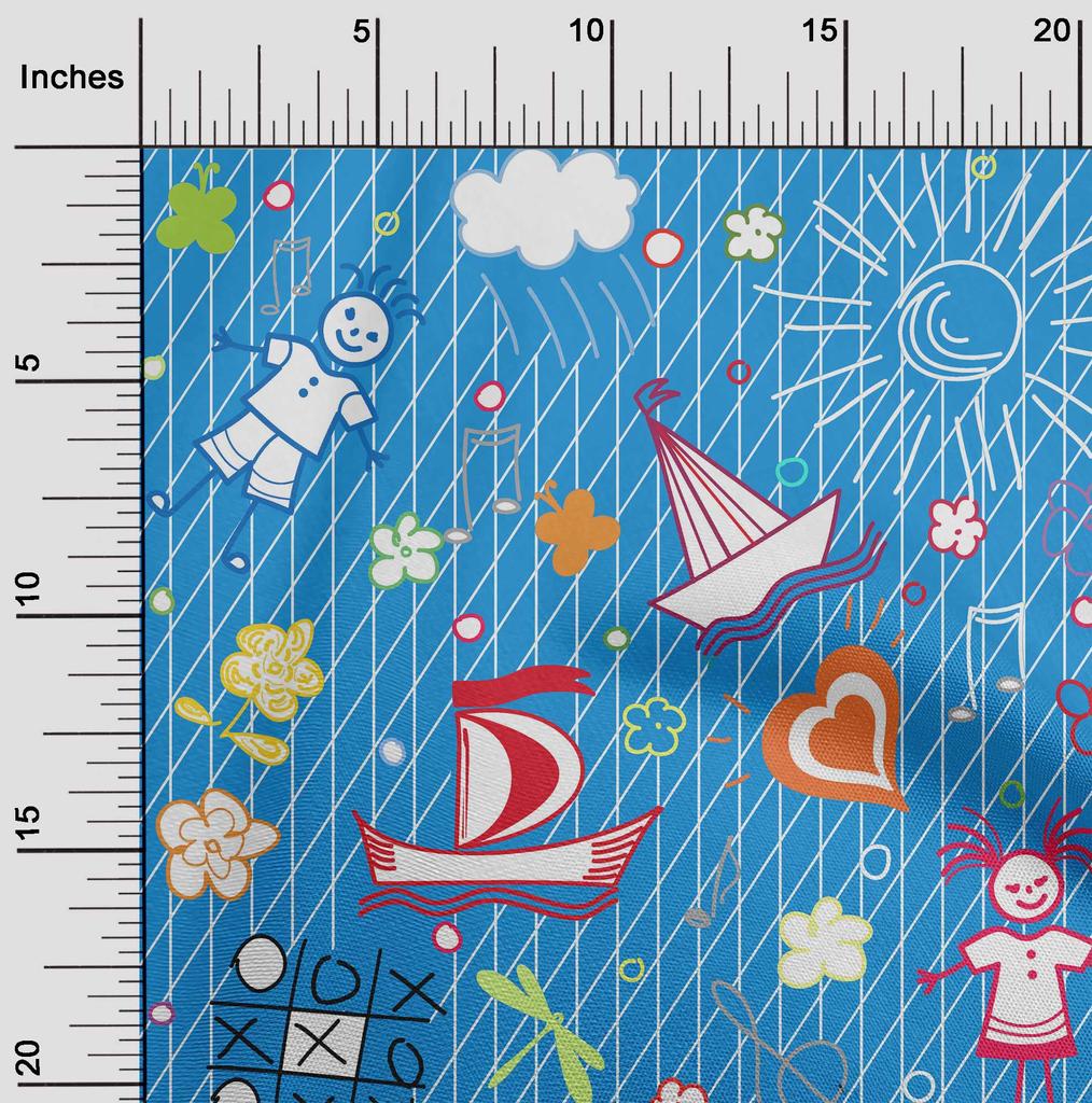 oneOone Cotton Flex Blau Stoff Kinder Nähen Material Druck Stoff Meterware 40 Zoll