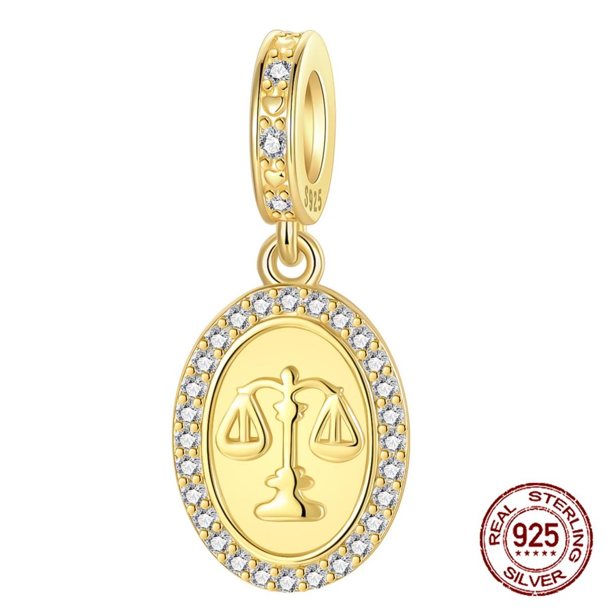 

copper Golden Scales Balance Last Judgment Pendant Charm Compatible With Authentic Charm Bracelets Women Do It Yourself Jewellery Gift