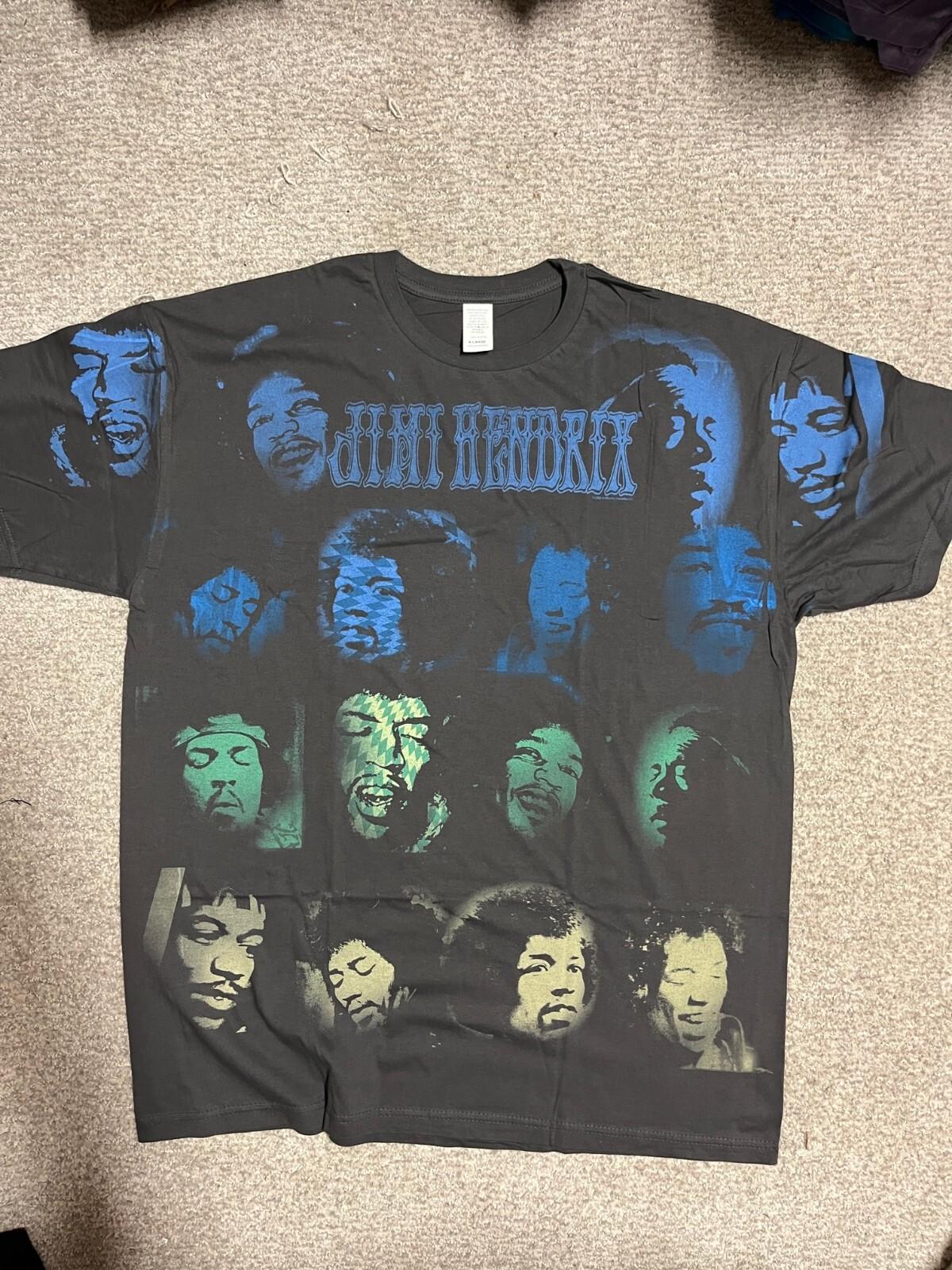 Vintage Jimi Hendrix T-shirt - AOP Spraypaint Hendrix Faces XXXXL