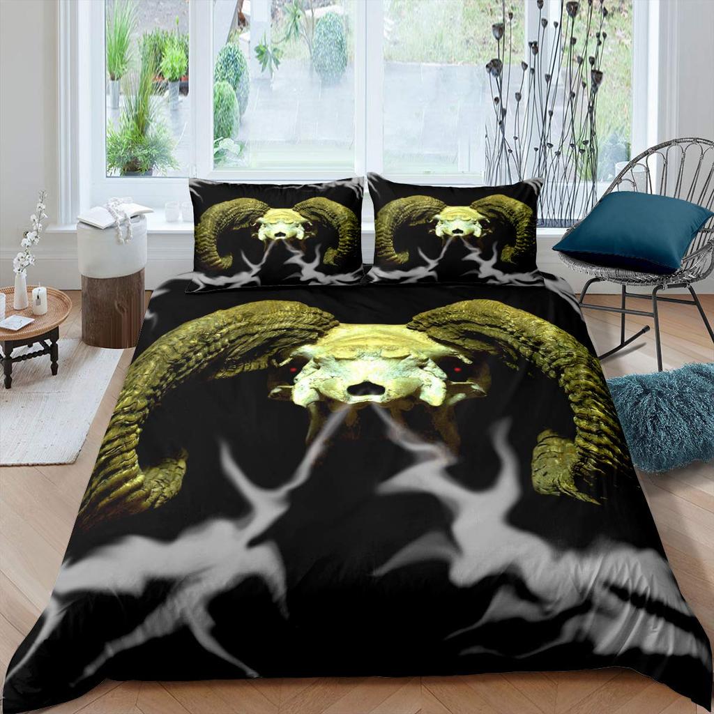 Zestaw poszwy na kołdrę Czaszka Owcy Rozmiar King Queen Zestaw pościeli Pióro Łapacz Snów Mikrofibra Fioletowy Fale Morskie Łódź Pokrowiec na kołdrę