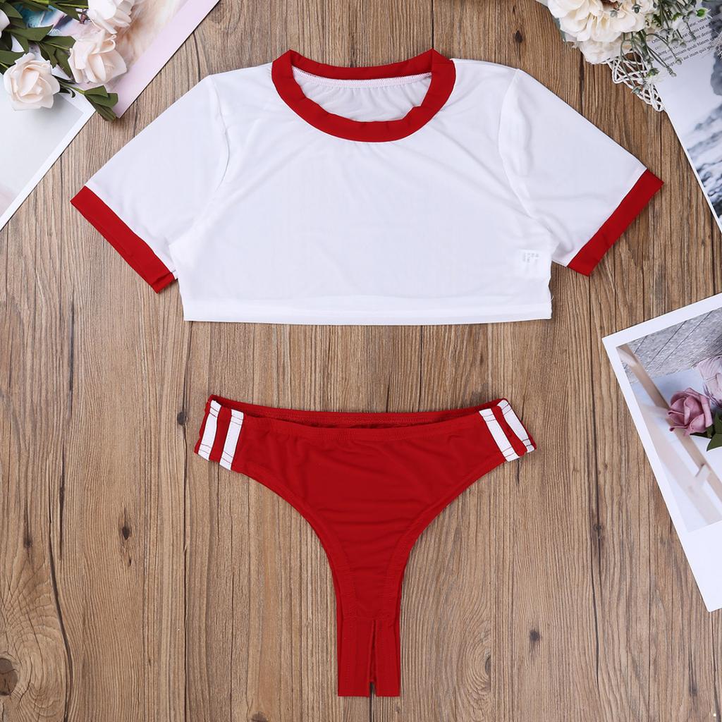 Dámská školní sada spodního prádla pro dívky Anime Cosplay Kostýmy Sexy Crop Tops Mini kalhotky Outfity