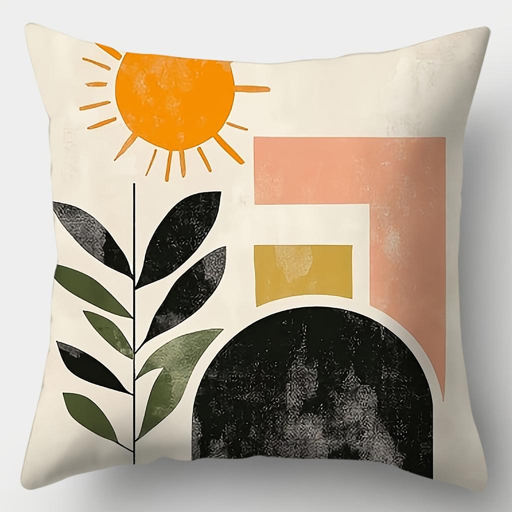 4Pcs Set, Sofa Pillowcase, Simple Home Pillowcase, 17.7 Inches*17.7 Inches, Single Side Printing, Home Decoration, Sofa Waist