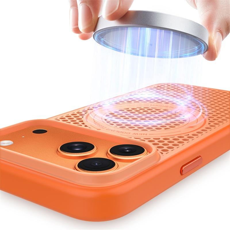 Applicable to iPhone17ProMax ice-sensitive honeycomb heat dissipation magnetic mobile phone case Apple 16Pro anti-drop protective case