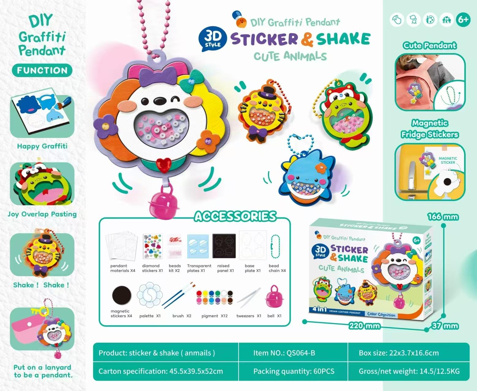 

Graffiti Pendant Sticker Shake Cute Animals 3D Refrigerator Magnet By Arts and Crafts Set for Kids Creative Handmade Gift
