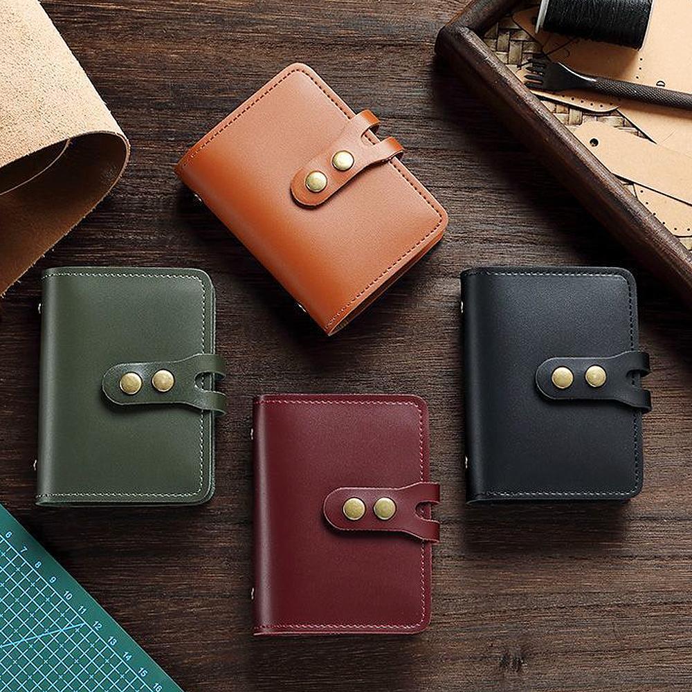 Vintage Buckle Card Bag Men's Leather Credit Card Wallet Woman 30 Page Translucent Driving Licence Business Card Holder Case