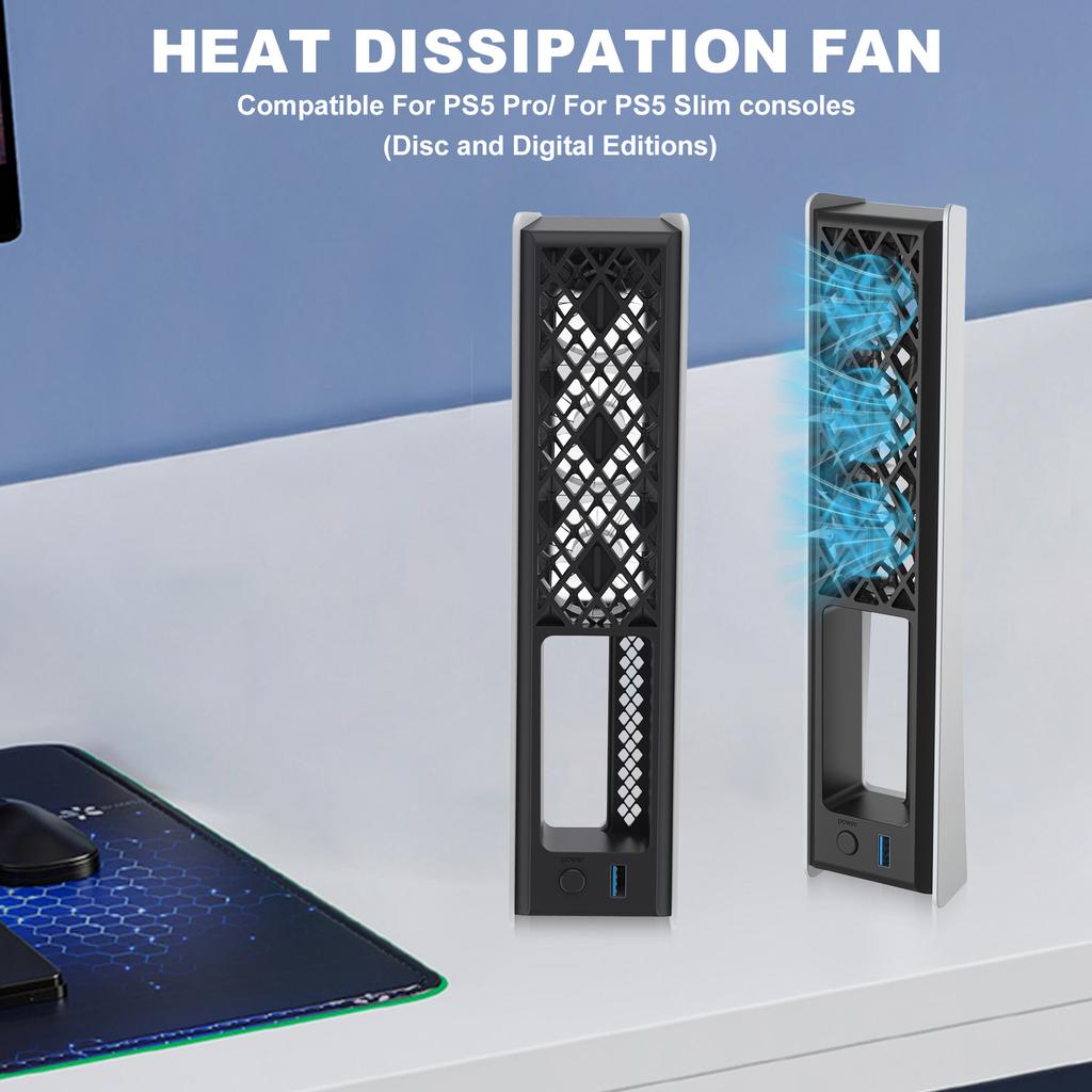 Cooling System with Adjustable Speed External Cooler with RGB Light and USB 3.0 Port for PlayStation 5 Slim/Pro Console Accessories